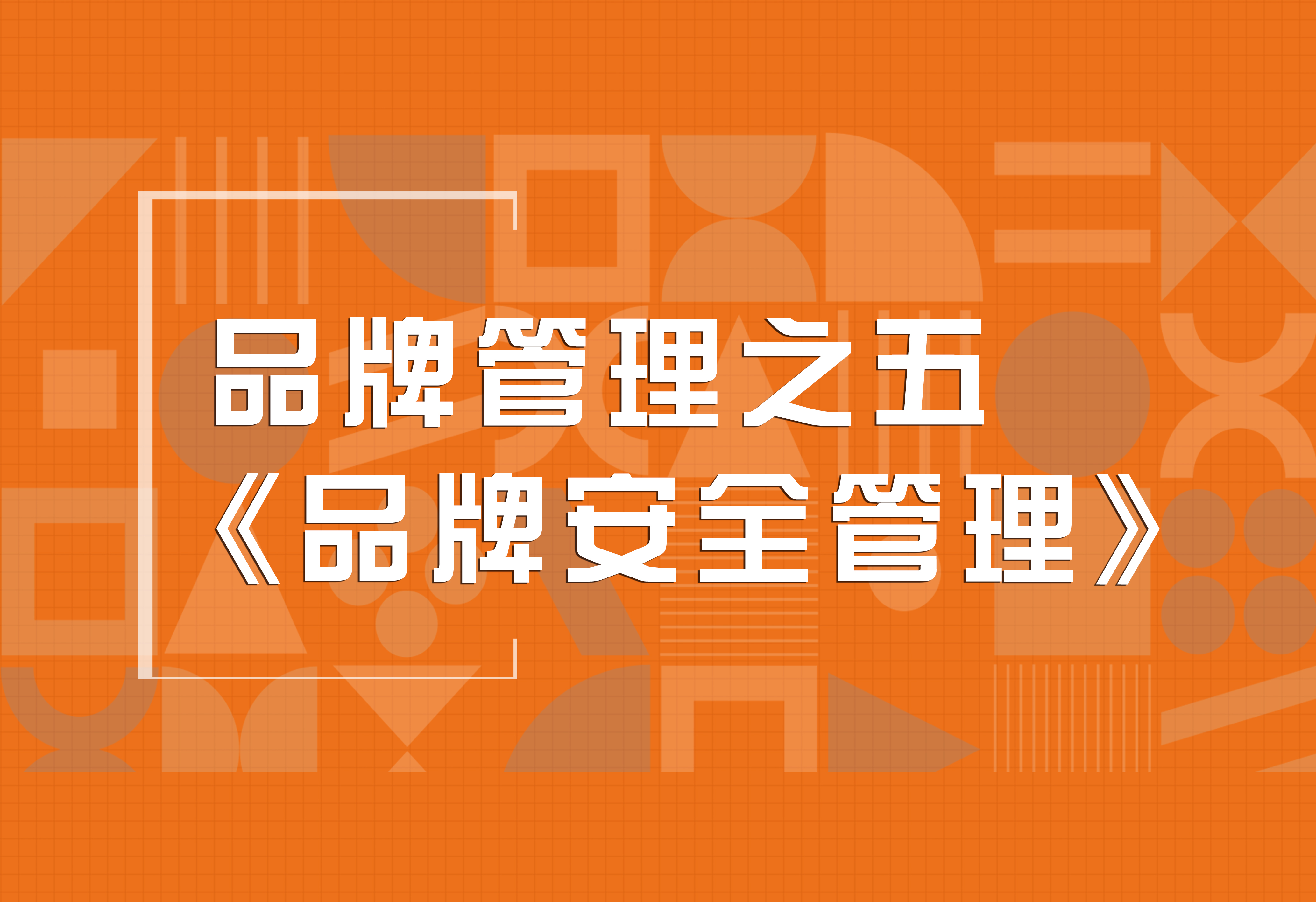品牌策划：品牌管理之五《品牌安全管理》